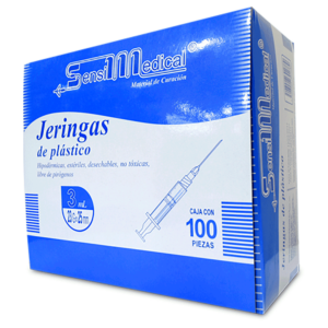 JERINGA 3ML AZUL 23GX25MM CAJA C/100PZS