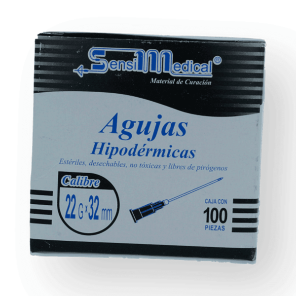 AGUJA HIPODERMICA NEGRA 22GX32MM C/100PZS